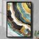 Quadro Decorativo M�rmore Minimalista Ouro Azul e Preto