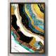 Quadro Decorativo M�rmore Minimalista Ouro Azul e Preto
