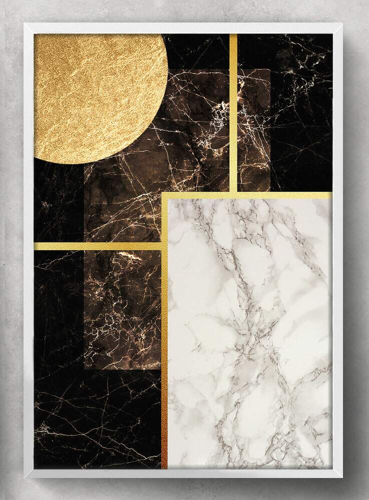 Quadro Decorativo Abstrato M�rmore Lua Minimalista