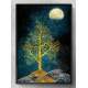Quadro Decorativo Abstrato �rvore Dourada Sobre a Luz da Lua