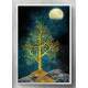 Quadro Decorativo Abstrato �rvore Dourada Sobre a Luz da Lua