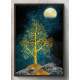 Quadro Decorativo Abstrato �rvore Dourada Sobre a Luz da Lua