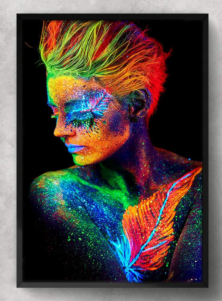 Quadro Decorativo Abstrato Pintura Mulher Colorida