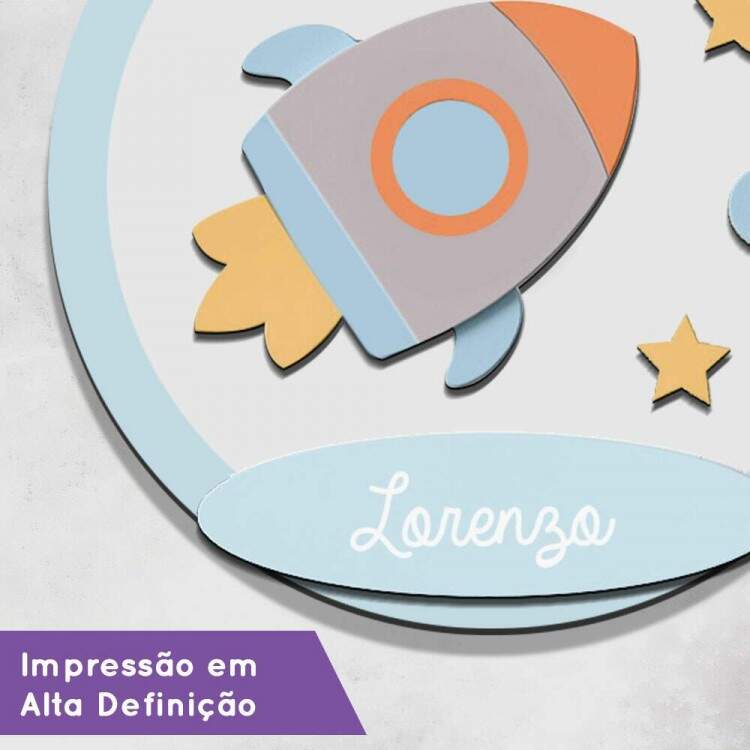 Enfeite de Porta Maternidade Foguetinho e Estrelas
