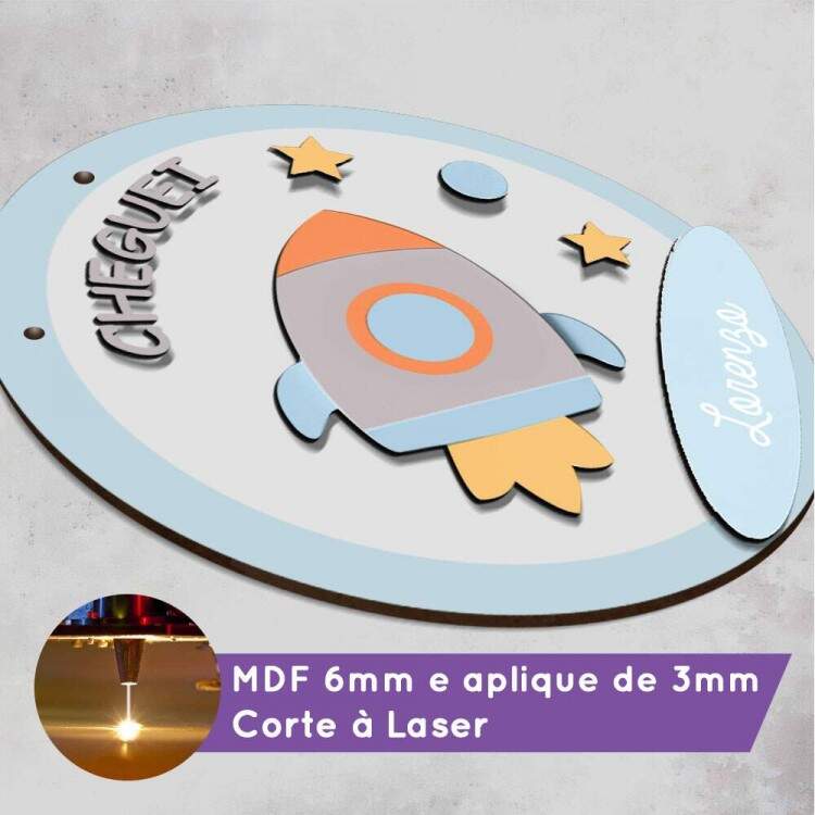 Enfeite de Porta Maternidade Foguetinho e Estrelas