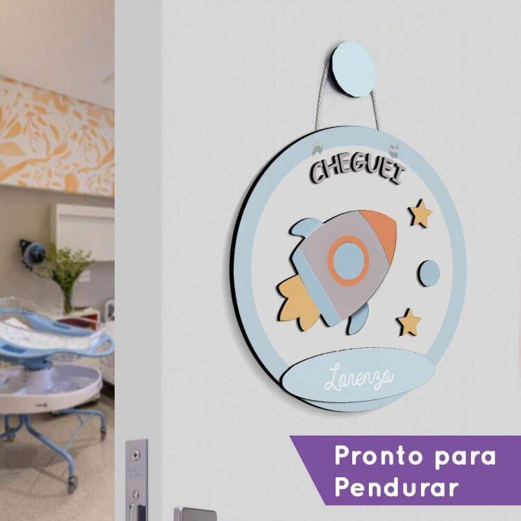 Enfeite de Porta Maternidade Foguetinho e Estrelas