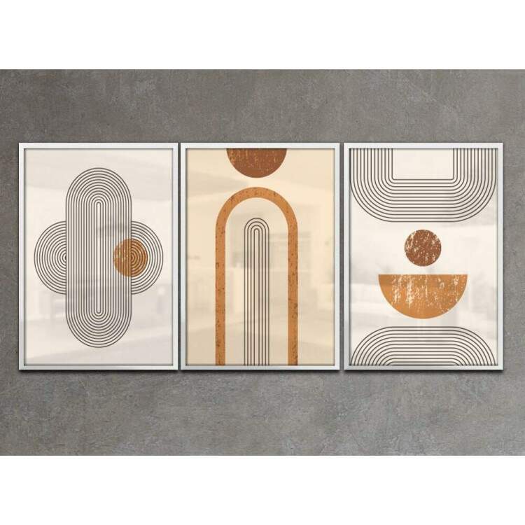 Kit 3 Quadros Decorativos Geomtrico Arte Moderna