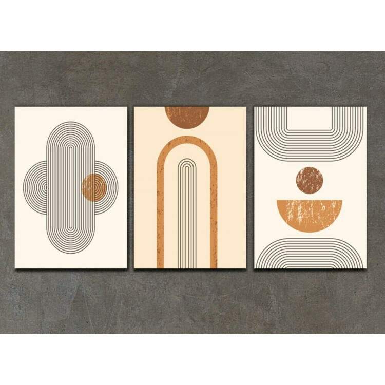 Kit 3 Quadros Decorativos Geomtrico Arte Moderna