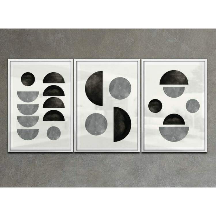 Kit 3 Quadros Decorativos Geomtrico Arte Moderna 02