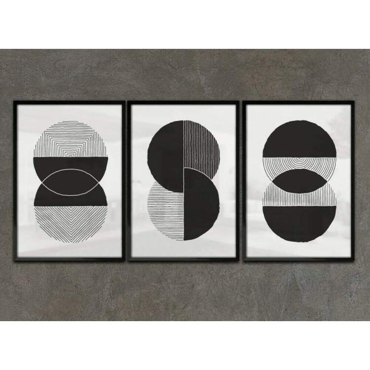 Kit 3 Quadros Decorativos Geomtrico Arte Moderna 03