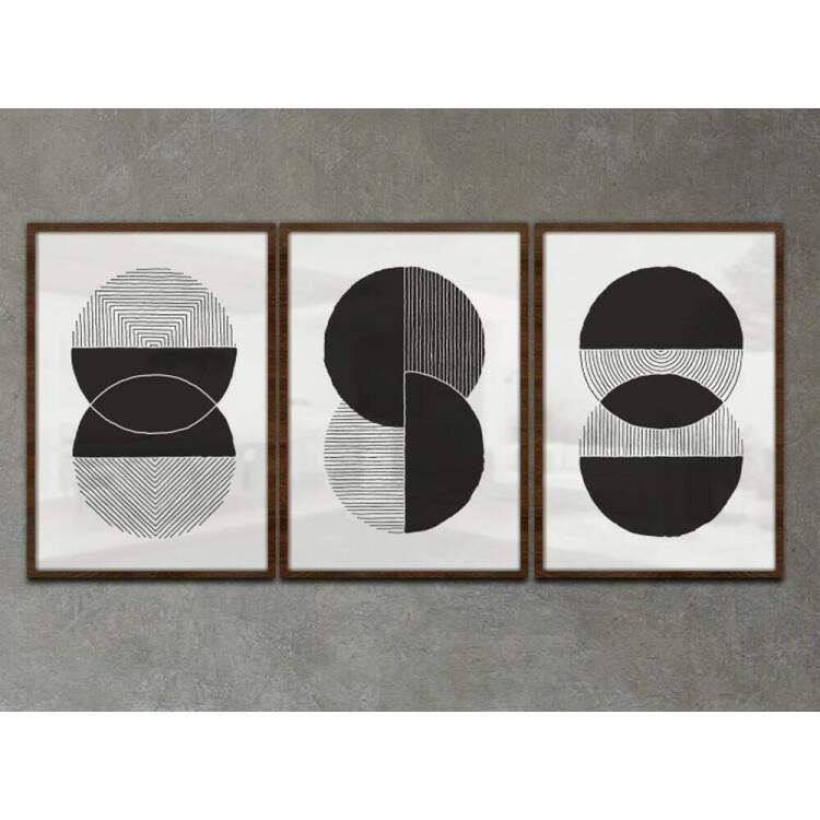 Kit 3 Quadros Decorativos Geomtrico Arte Moderna 03