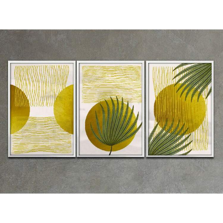 Kit 3 Quadros Decorativos Geomtrico Arte Moderna 07