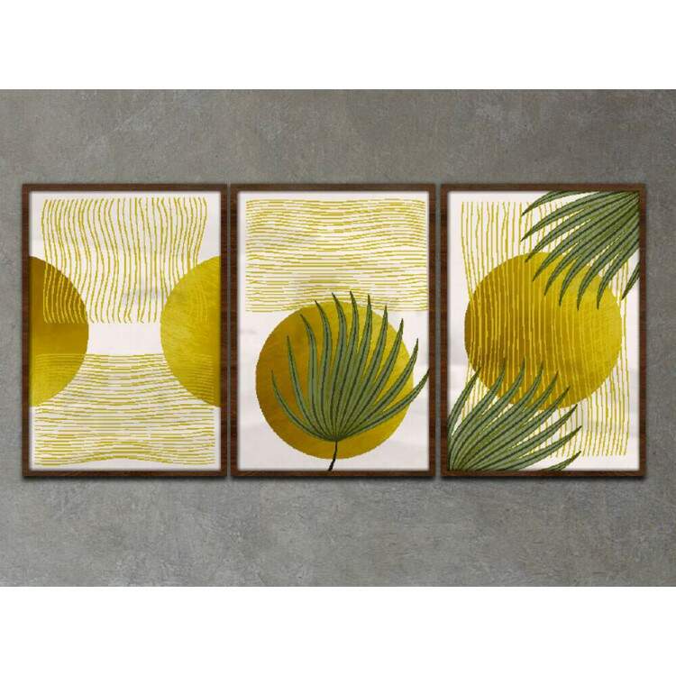 Kit 3 Quadros Decorativos Geomtrico Arte Moderna 07