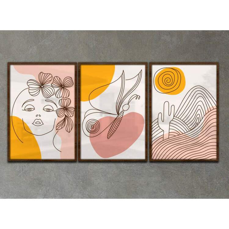 Kit 3 Quadros Decorativos Geomtrico Arte Moderna 08