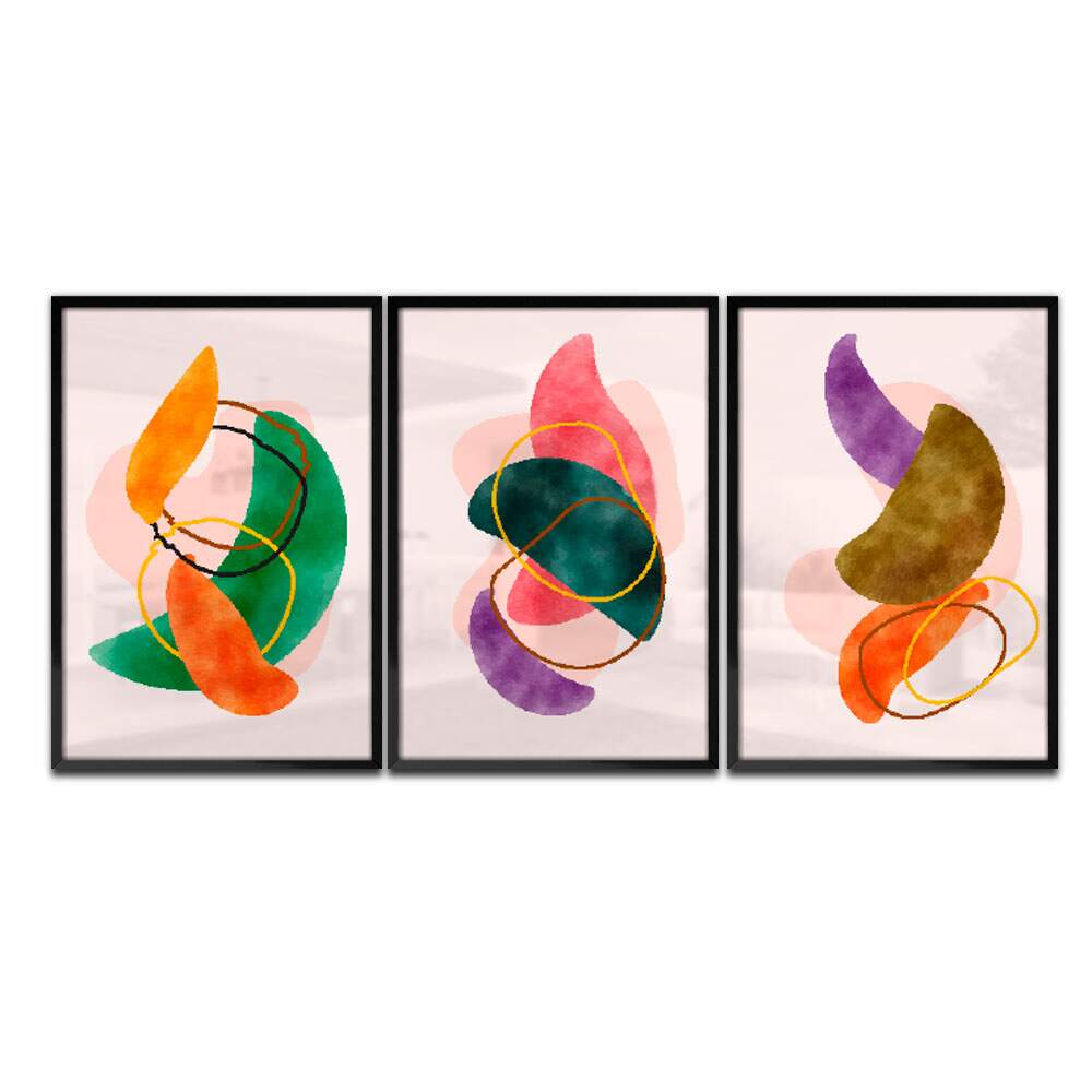 Kit 3 Quadros Decorativos Geom�trico Arte Moderna 09