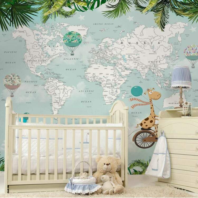 Papel de Parede Animas Baby na Bicicleta no Mapa-Mndi MP