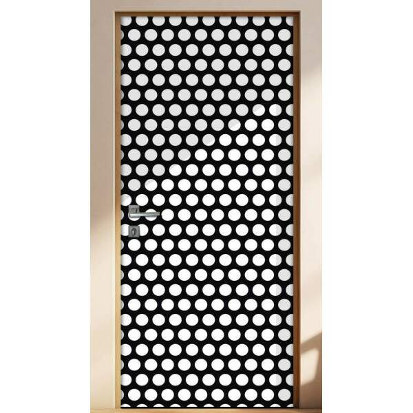 Adesivo para Porta Poa Preto com Bolinhas Branco