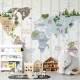 Papel de Parede Mapa-m�ndi com �rvores e Animais MP