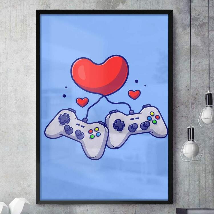 Quadro Decorativo Geek Controles com Balo de Corao