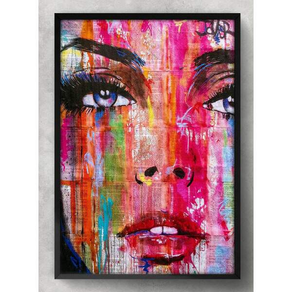 Quadro Decorativo Abstrato Colorido Face da Mulher