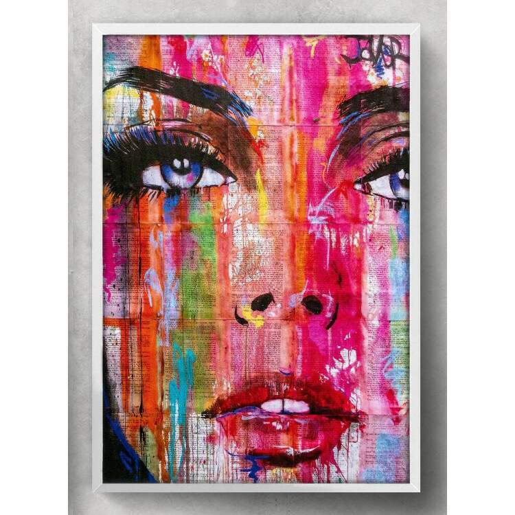 Quadro Decorativo Abstrato Colorido Face da Mulher