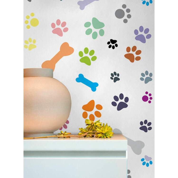 Papel de Parede Animal Print Dogs Patas e Ossinhos