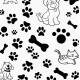 Papel de Parede Animal Print Dogs e Cat Patas e Ossinhos PB