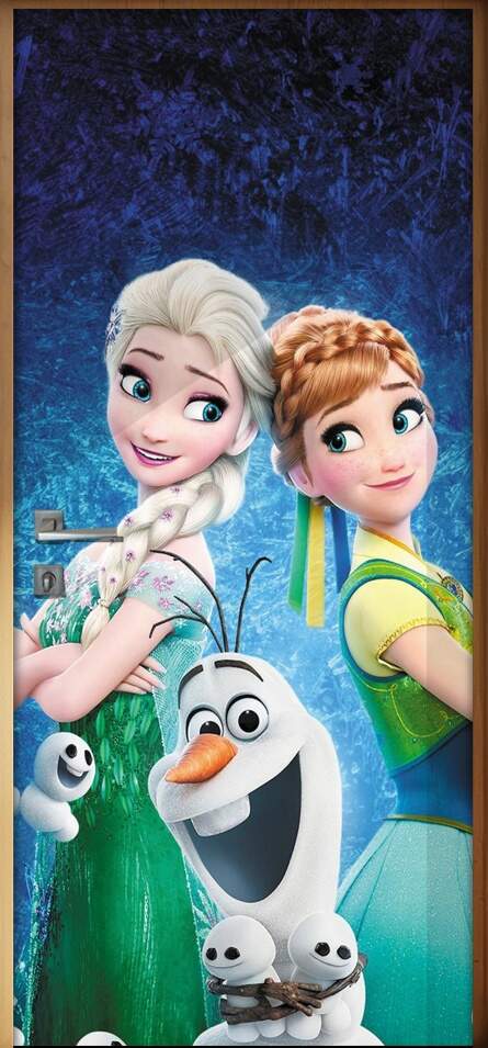 Adesivo Para Porta Elsa Anna E Olaf