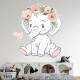 Adesivo de Parede Infantil Elefantinha com Coroa de Flores