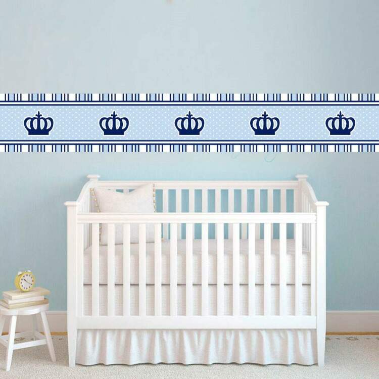 Adesivo decorativo faixa Infantil Coroa prncipe azul