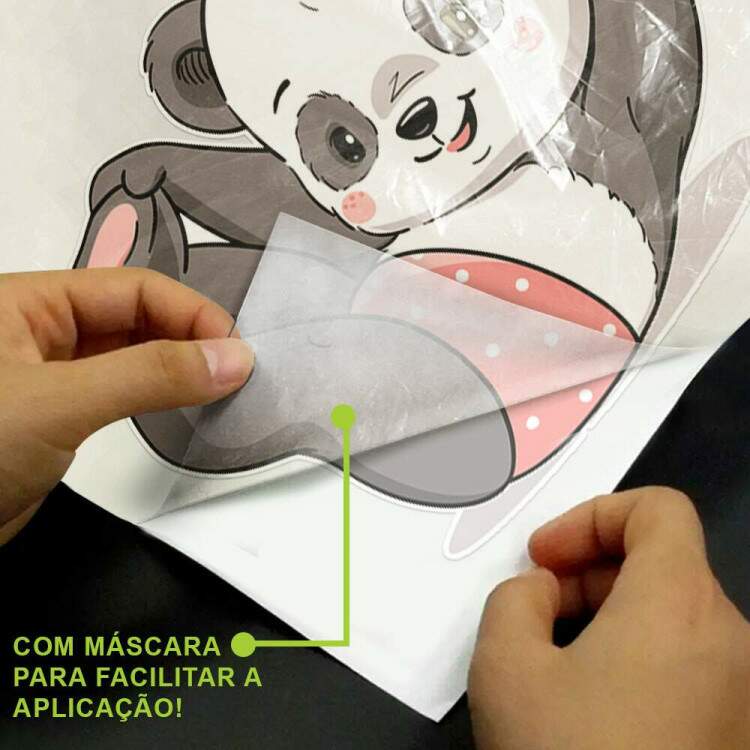 Adesivo de Parede Infantil Pandinha Baby de Rosa