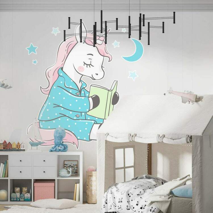 Adesivo de Parede Infantil Unicornio Lendo