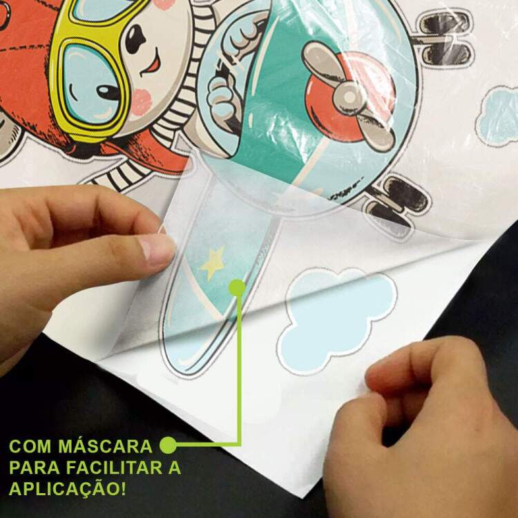 Adesivo de Parede Infantil Ursinho Aviador