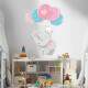 Adesivo de Parede Infantil Elefantinho com Bal�es Azul e Rosa