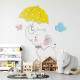 Adesivo de Parede Infantil Elefantinho com Guarda Chuva amarelo