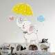 Adesivo de Parede Infantil Elefantinho com Guarda Chuva amarelo