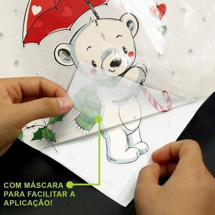 Adesivo de Parede Infantil Ursinho na Neve