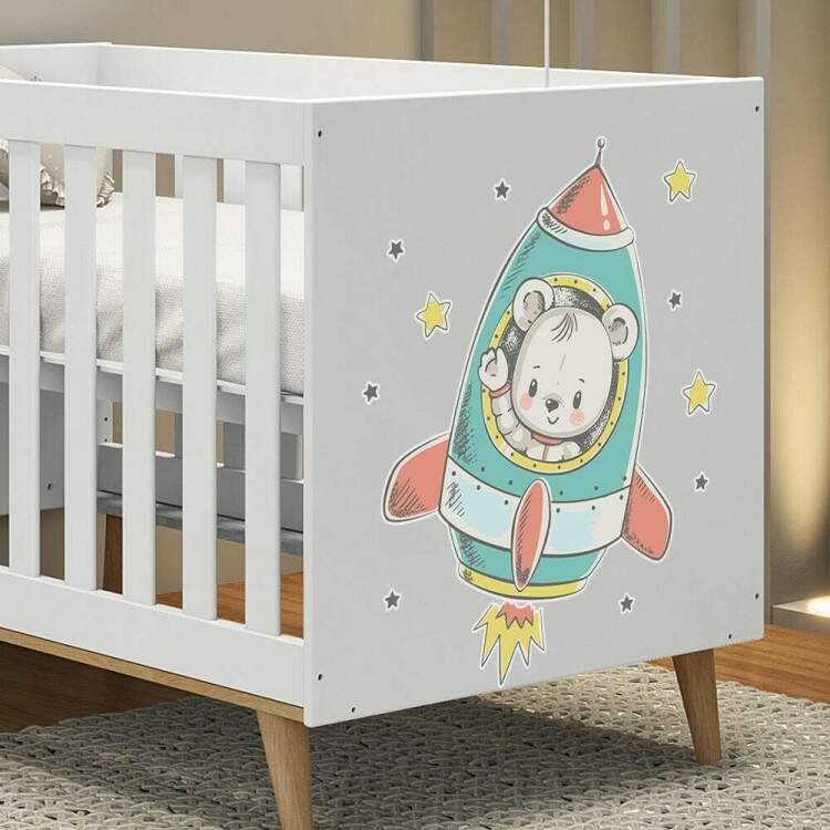 Adesivo de Parede Infantil Ursinho no Foguete