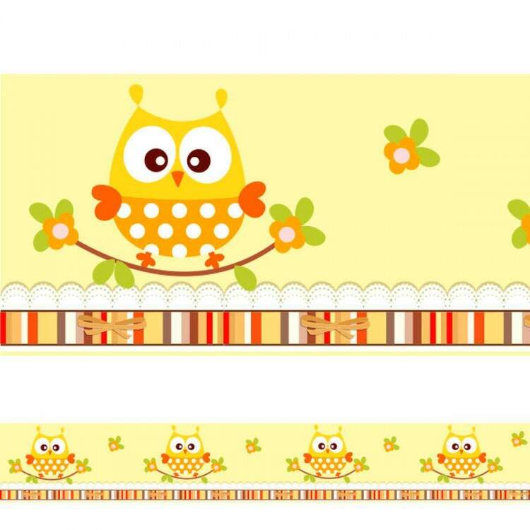 Adesivo Decorativo Faixa Infantil Coruja Corujinha Com Flores