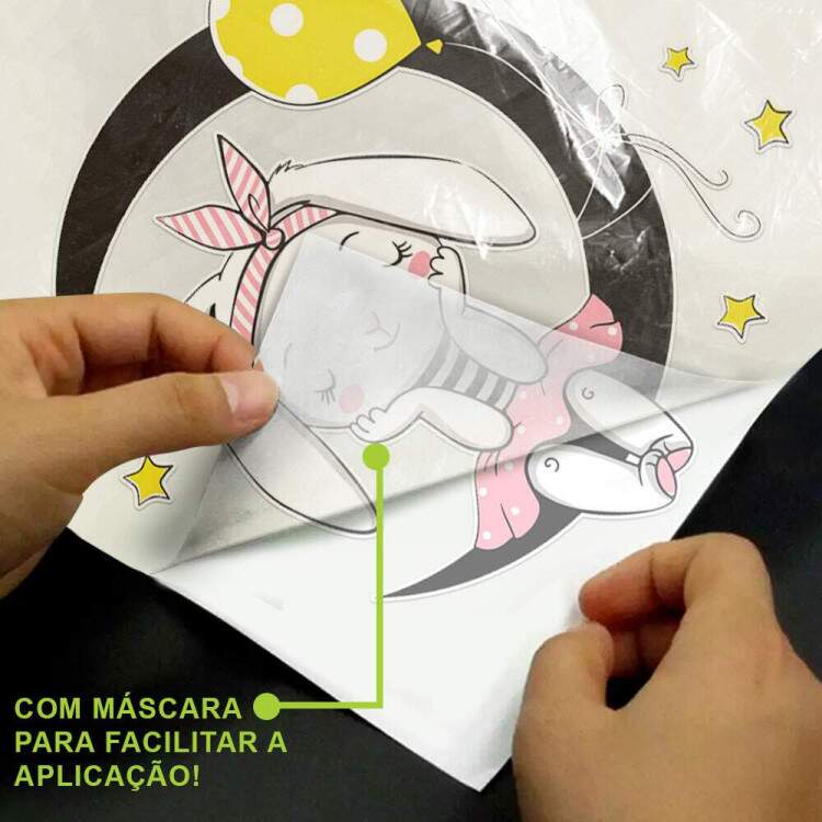 Adesivo de Parede Infantil Coelhinha Sentada na Lua