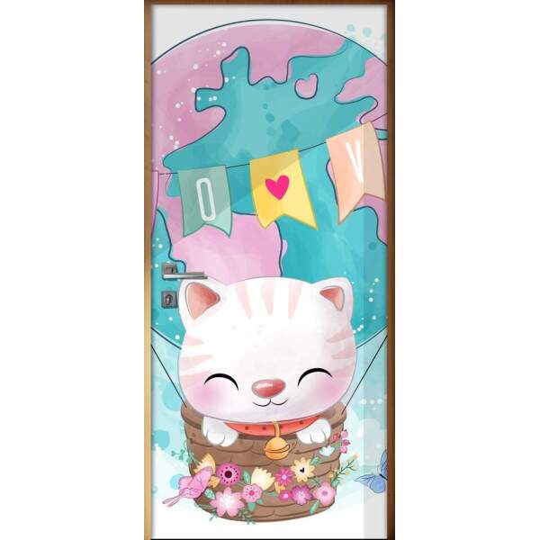 Adesivo para Porta Gatinha no Balo de Planeta