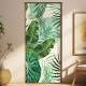 Adesivo Para Porta Jateado Impresso Folhas Tropical