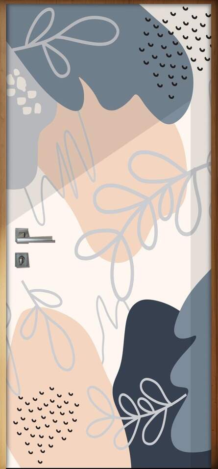 Adesivo Para Porta Jateado Impresso Abstrato Cinza E Rosa