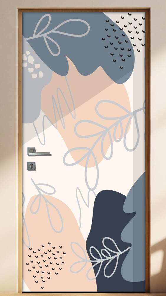 Adesivo Para Porta Jateado Impresso Abstrato Cinza E Rosa