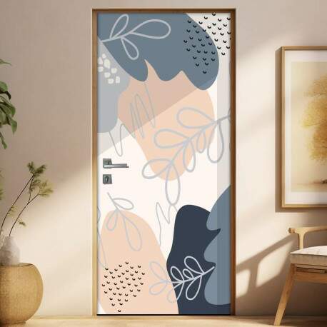 Adesivo Para Porta Jateado Impresso Abstrato Cinza E Rosa