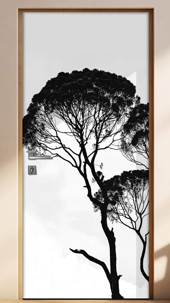 Adesivo Para Porta Jateado Impresso Arvore Silhueta