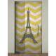 Adesivo Para Porta Jateado Impresso Chevron Amarelo Torre Eiffel
