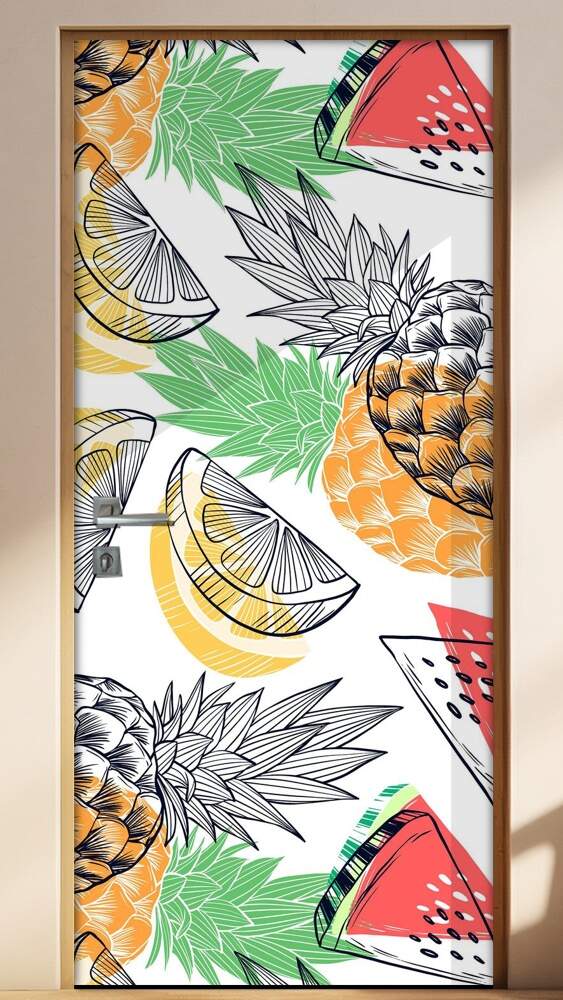 Adesivo Para Porta Jateado Impresso Frutas