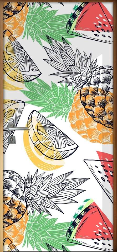 Adesivo Para Porta Jateado Impresso Frutas