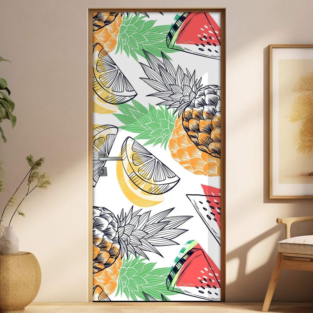 Adesivo Para Porta Jateado Impresso Frutas